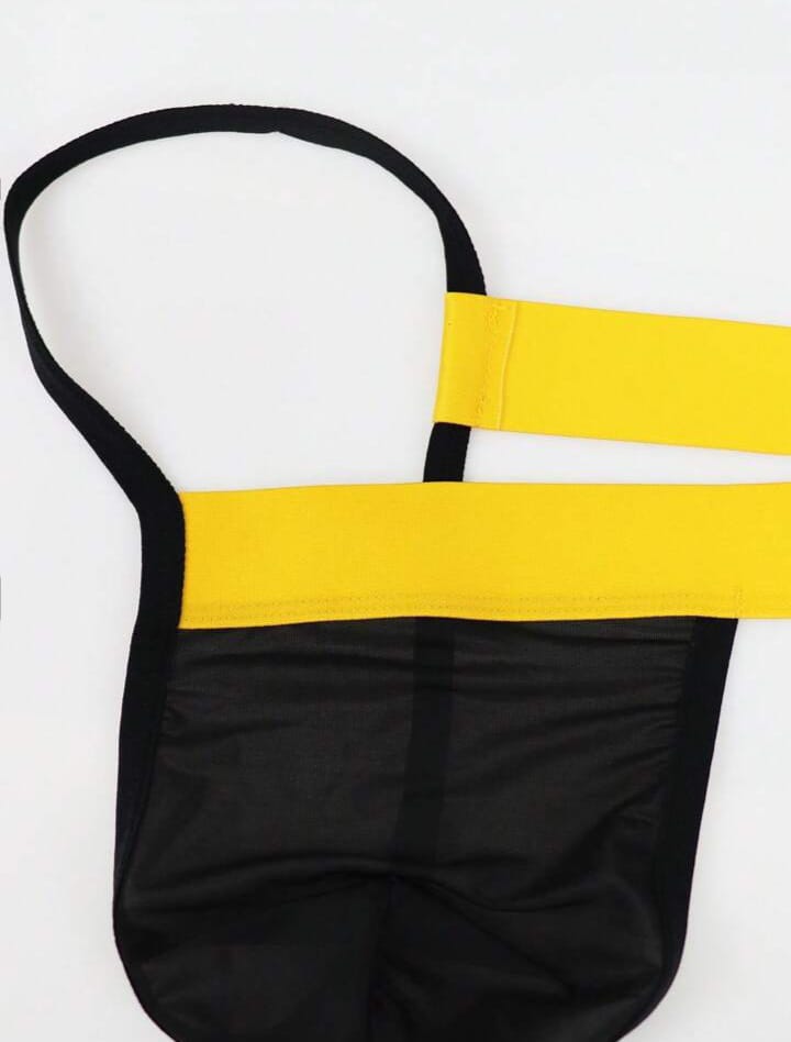 Men's Color Block Thong, Underwear Suitable For Dates